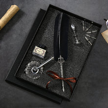 Load image into Gallery viewer, Natural Goose Feather Calligraphy Pen + Ink + Wax Seal + Holder + 5 Tips Set