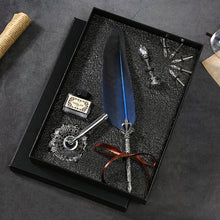 Load image into Gallery viewer, Natural Goose Feather Calligraphy Pen + Ink + Wax Seal + Holder + 5 Tips Set