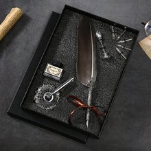 Load image into Gallery viewer, Natural Goose Feather Calligraphy Pen + Ink + Wax Seal + Holder + 5 Tips Set