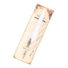 Load image into Gallery viewer, Gold White Feather Pen + Five Nibs Retro Quill Pen Gift