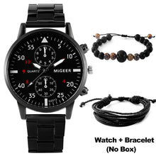 Load image into Gallery viewer, Luxury Quartz Watch and Bracelets Set Leather or Stainless Steel Wristbands Color Choices
