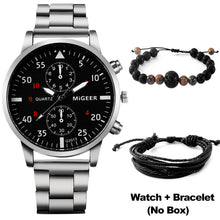 Load image into Gallery viewer, Luxury Quartz Watch and Bracelets Set Leather or Stainless Steel Wristbands Color Choices