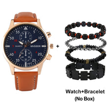 Load image into Gallery viewer, Luxury Quartz Watch and Bracelets Set Leather or Stainless Steel Wristbands Color Choices