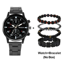 Load image into Gallery viewer, Luxury Quartz Watch and Bracelets Set Leather or Stainless Steel Wristbands Color Choices