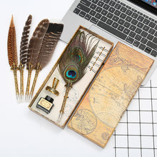 Load image into Gallery viewer, Exquisite Exotic Feathers Calligraphy Pens Fountains Pens Gift Box Set