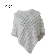 Load image into Gallery viewer, Genuine Rabbit Fur Knit Poncho Knitted Natural Fur Shawl Fashion Wrap Lady Scarf Natural Fur Cape