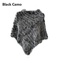 Load image into Gallery viewer, Genuine Rabbit Fur Knit Poncho Knitted Natural Fur Shawl Fashion Wrap Lady Scarf Natural Fur Cape