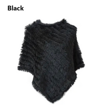 Load image into Gallery viewer, Genuine Rabbit Fur Knit Poncho Knitted Natural Fur Shawl Fashion Wrap Lady Scarf Natural Fur Cape