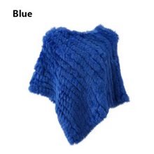 Load image into Gallery viewer, Genuine Rabbit Fur Knit Poncho Knitted Natural Fur Shawl Fashion Wrap Lady Scarf Natural Fur Cape