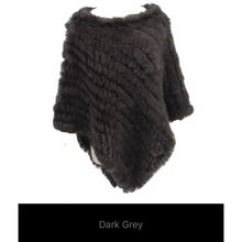 Load image into Gallery viewer, Genuine Rabbit Fur Knit Poncho Knitted Natural Fur Shawl Fashion Wrap Lady Scarf Natural Fur Cape