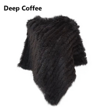 Load image into Gallery viewer, Genuine Rabbit Fur Knit Poncho Knitted Natural Fur Shawl Fashion Wrap Lady Scarf Natural Fur Cape