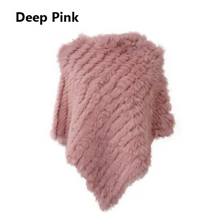 Load image into Gallery viewer, Genuine Rabbit Fur Knit Poncho Knitted Natural Fur Shawl Fashion Wrap Lady Scarf Natural Fur Cape