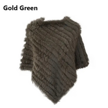 Load image into Gallery viewer, Genuine Rabbit Fur Knit Poncho Knitted Natural Fur Shawl Fashion Wrap Lady Scarf Natural Fur Cape