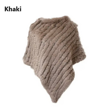 Load image into Gallery viewer, Genuine Rabbit Fur Knit Poncho Knitted Natural Fur Shawl Fashion Wrap Lady Scarf Natural Fur Cape
