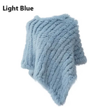 Load image into Gallery viewer, Genuine Rabbit Fur Knit Poncho Knitted Natural Fur Shawl Fashion Wrap Lady Scarf Natural Fur Cape