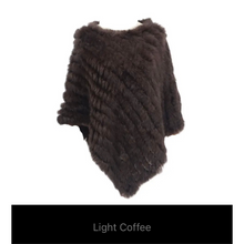 Load image into Gallery viewer, Genuine Rabbit Fur Knit Poncho Knitted Natural Fur Shawl Fashion Wrap Lady Scarf Natural Fur Cape