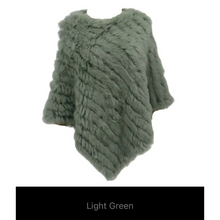 Load image into Gallery viewer, Genuine Rabbit Fur Knit Poncho Knitted Natural Fur Shawl Fashion Wrap Lady Scarf Natural Fur Cape
