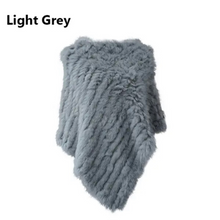 Load image into Gallery viewer, Genuine Rabbit Fur Knit Poncho Knitted Natural Fur Shawl Fashion Wrap Lady Scarf Natural Fur Cape