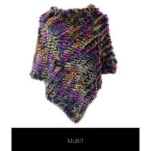 Load image into Gallery viewer, Genuine Rabbit Fur Knit Poncho Knitted Natural Fur Shawl Fashion Wrap Lady Scarf Natural Fur Cape