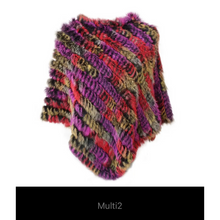 Load image into Gallery viewer, Genuine Rabbit Fur Knit Poncho Knitted Natural Fur Shawl Fashion Wrap Lady Scarf Natural Fur Cape