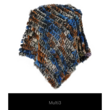 Load image into Gallery viewer, Genuine Rabbit Fur Knit Poncho Knitted Natural Fur Shawl Fashion Wrap Lady Scarf Natural Fur Cape