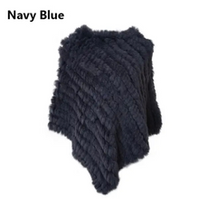 Load image into Gallery viewer, Genuine Rabbit Fur Knit Poncho Knitted Natural Fur Shawl Fashion Wrap Lady Scarf Natural Fur Cape