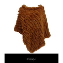 Load image into Gallery viewer, Genuine Rabbit Fur Knit Poncho Knitted Natural Fur Shawl Fashion Wrap Lady Scarf Natural Fur Cape