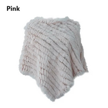 Load image into Gallery viewer, Genuine Rabbit Fur Knit Poncho Knitted Natural Fur Shawl Fashion Wrap Lady Scarf Natural Fur Cape