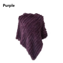 Load image into Gallery viewer, Genuine Rabbit Fur Knit Poncho Knitted Natural Fur Shawl Fashion Wrap Lady Scarf Natural Fur Cape