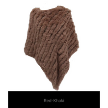 Load image into Gallery viewer, Genuine Rabbit Fur Knit Poncho Knitted Natural Fur Shawl Fashion Wrap Lady Scarf Natural Fur Cape