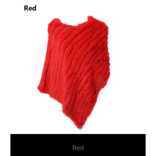 Load image into Gallery viewer, Genuine Rabbit Fur Knit Poncho Knitted Natural Fur Shawl Fashion Wrap Lady Scarf Natural Fur Cape