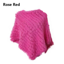 Load image into Gallery viewer, Genuine Rabbit Fur Knit Poncho Knitted Natural Fur Shawl Fashion Wrap Lady Scarf Natural Fur Cape
