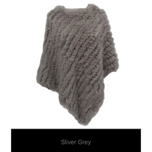 Load image into Gallery viewer, Genuine Rabbit Fur Knit Poncho Knitted Natural Fur Shawl Fashion Wrap Lady Scarf Natural Fur Cape