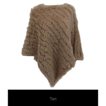 Load image into Gallery viewer, Genuine Rabbit Fur Knit Poncho Knitted Natural Fur Shawl Fashion Wrap Lady Scarf Natural Fur Cape