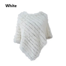 Load image into Gallery viewer, Genuine Rabbit Fur Knit Poncho Knitted Natural Fur Shawl Fashion Wrap Lady Scarf Natural Fur Cape
