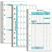 Load image into Gallery viewer, A6 Binder Notebook Refill Pages Inner Page Packs Budget Page Weekly Monthly Ruler Divider Stickers Paper Stationery