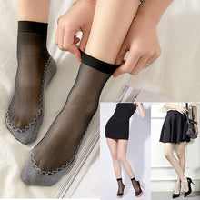 Load image into Gallery viewer, 10Pairs Spring Summer Women Soft Socks Velvet Silk Socks Non-Slip Bottom Splice Transparent Ladies Ultrathin Breathable Sock