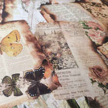 Load image into Gallery viewer, 30pcs Vintage Flowers Burnt Letter Material Paper Retro Light Paper Deco Scrapbooking Collage Background DIY Junk Journaling Diary Craft