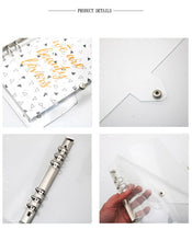Load image into Gallery viewer, A5 or A6 Binder PVC Shell Gypsophila Sequins Glitter Notebook Cover Diary Agenda Planner Bullet School Stationery