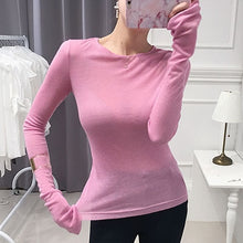 Load image into Gallery viewer, Sexy Long Sleeve Fitted Shirt Women Light Weight Slim Elasticity One Size Top Red Pink Black White