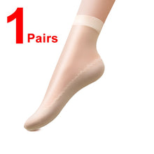 Load image into Gallery viewer, 10Pairs Spring Summer Women Soft Socks Velvet Silk Socks Non-Slip Bottom Splice Transparent Ladies Ultrathin Breathable Sock