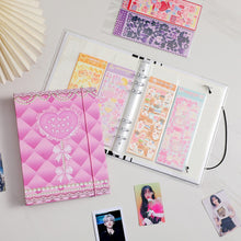 Load image into Gallery viewer, A5 Binder 6 Ring Hard Cover Collection Book Pearl Heart Journal Refills Bandage Postcards Sticker Organizer