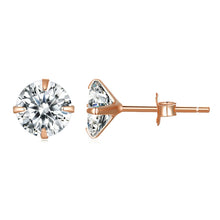 Load image into Gallery viewer, Bamoer Cubic Zirconia Stud Earrings 925 Sterling Silver Platinum Plated Hypoallergenic Earrings Gold Black Silver Rose Gold 4mm 5mm 6mm 7mm