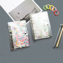 Load image into Gallery viewer, A5 or A6 Binder PVC Shell Gypsophila Sequins Glitter Notebook Cover Diary Agenda Planner Bullet School Stationery