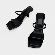 Load image into Gallery viewer, The Perfect Summer Medium High Heel Leather Sandals Square Toe Heeled Slippers Leather/ Leather Suede Uppers for Superior Comfort