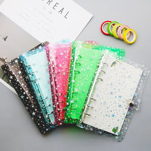 Load image into Gallery viewer, A5 or A6 Binder PVC Shell Gypsophila Sequins Glitter Notebook Cover Diary Agenda Planner Bullet School Stationery