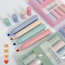 Load image into Gallery viewer, 4PCS Pastel Highlighter Pen Marker Set Aesthetic Stationery Highlighters Kawaii Pens Colored Markers Kawaiii Cute Supplies Kids