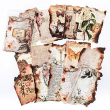 Load image into Gallery viewer, 30pcs Vintage Flowers Burnt Letter Material Paper Retro Light Paper Deco Scrapbooking Collage Background DIY Junk Journaling Diary Craft