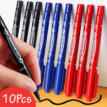 Load image into Gallery viewer, 10 Pcs/set Twin Tip Colored Permanent Art Markers Pens Fine Point Waterproof Oily Black Ink Blue Ink Red Ink Sketchbook Painting School Supplies