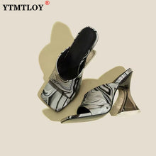 Load image into Gallery viewer, Colorful Retro Transparent Strange 8cm 3inch High Heels Woman Slippers Sandals Square Toe Mules Lady Pumps Slides Size 36-43
